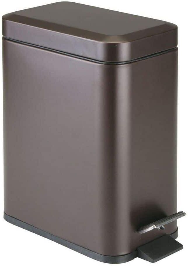 Dracelo 1.3 Gal. Bathroom Small Metal Lidded Step Trash Can with Removable Liner Bucket in Bronze