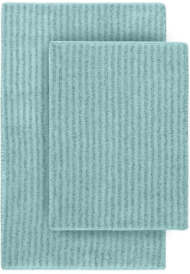 Garland Rug Sheridan Sea Foam 21 in. x 34 in. Washable Bathroom 2-Piece Rug Set