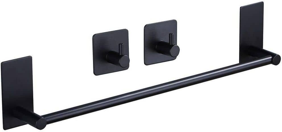 Dracelo 16 in. Hand Towel Rack Towel Hook Stick Stainless Steel Bathroom Hardware Accessory in Black