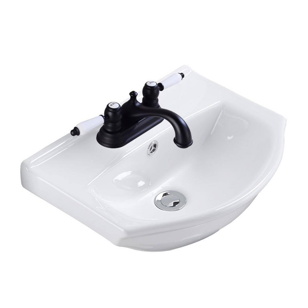 RENOVATORS SUPPLY MANUFACTURING Tahoe 17-3/4 in. Wall Mounted Bathroom Sink in White with 4 in. Faucet Hole and Overflow Space Saving Design