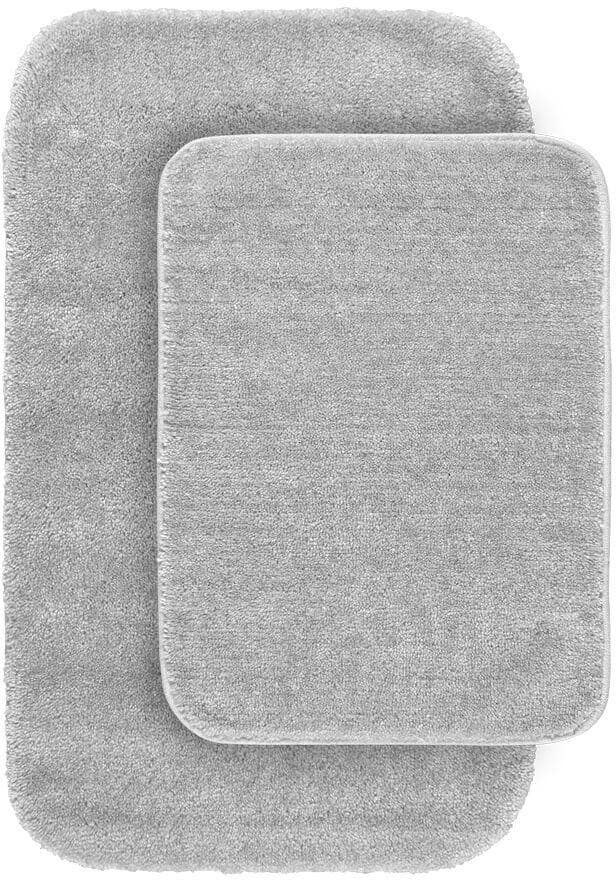 Garland Rug Traditional Platinum Gray 21 in. x 34 in. Washable Bathroom 2 -Piece Rug Set