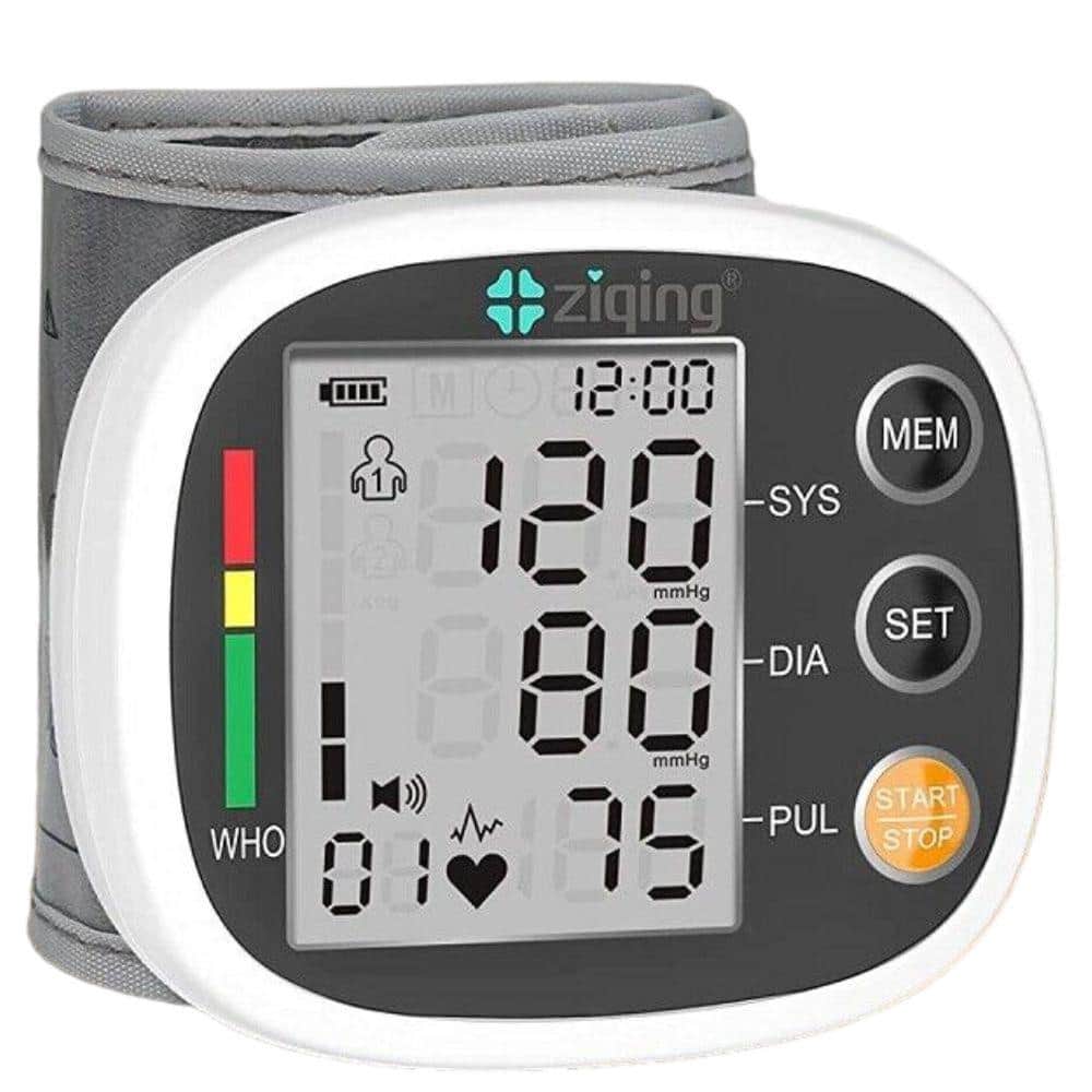 Aoibox Digital Wrist Blood Pressure Monitor with LCD Heart Rate, Gray