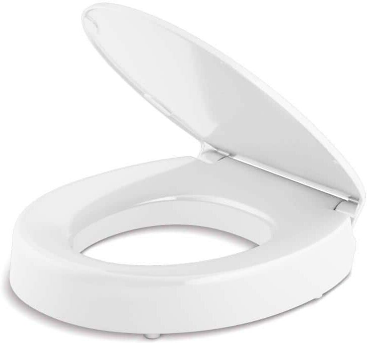 KOHLER Hyten Elevated Quiet-Close Round-Front Toilet Seat in White