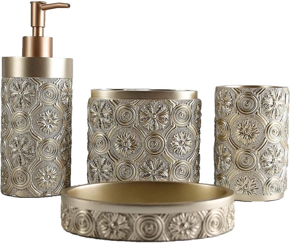 Dyiom Bathroom Accessories Set 4 -Pieces Resin Gift Set Apartment Necessities