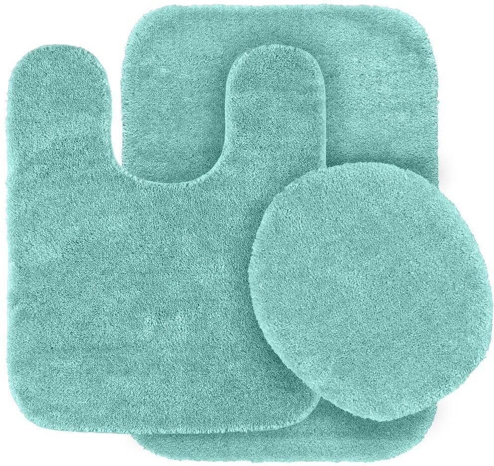 Garland Rug Traditional Sea Foam 21 in. x 34 in. Washable Bathroom 3 Piece Rug Set