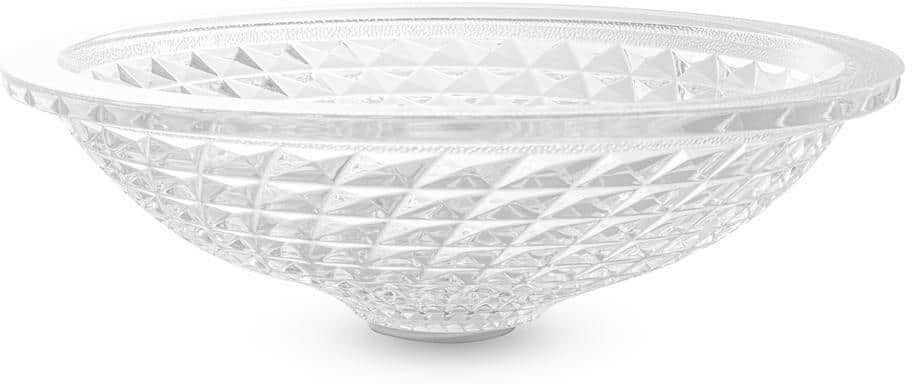 Flynama Crystalline Clear Crystal Glass Large Arc Basin Bathroom Vessel Sink Crystalline Die Cast Basin with Salver