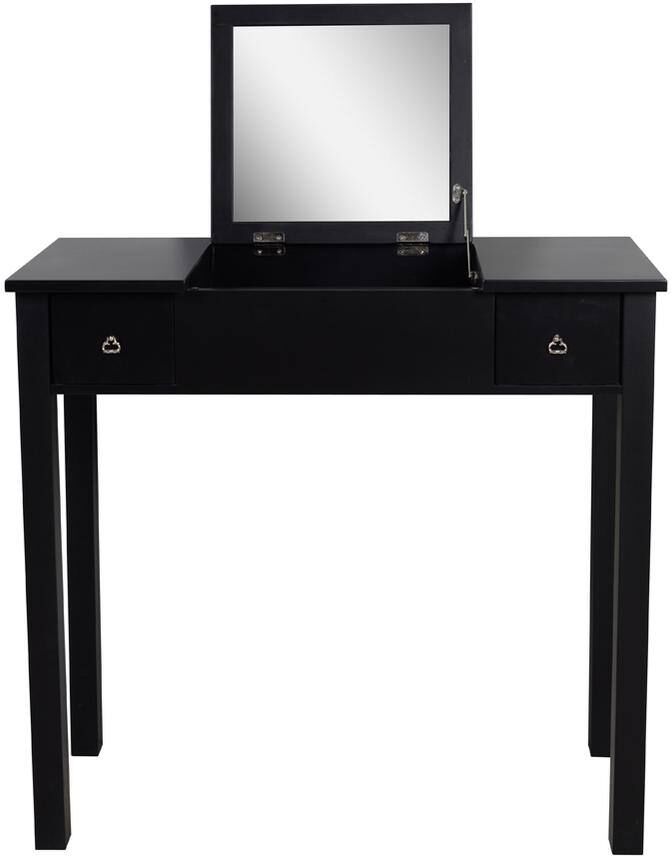 11.4 in. W x 10.6 in. H Rectangle Freestanding Bathroom Makeup Mirror, Console Table Dresser Set with Black Flip Mirror