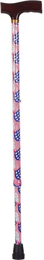 DMI Lightweight Adjustable Foot Cane with Derby Top in Patriotic