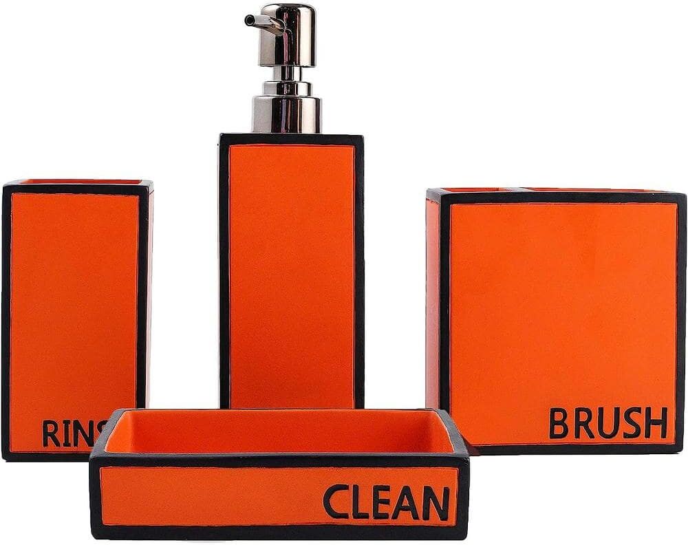 Dyiom Bathroom Accessories Set 4-Pieces Resin Gift Set Apartment Necessities Orange