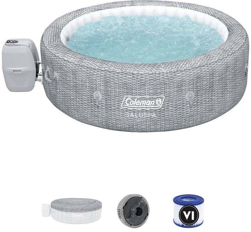 Coleman Sicily SaluSpa 7-Person 180-AirJet Inflatable Hot Tub Spa, Gray