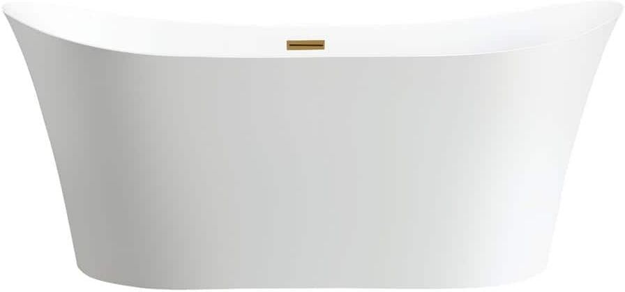 Vanity Art Calais 66.5 in. x 31 in. Acrylic Freestanding Soaking Bathtub with Center Drain in White/Titanium Gold