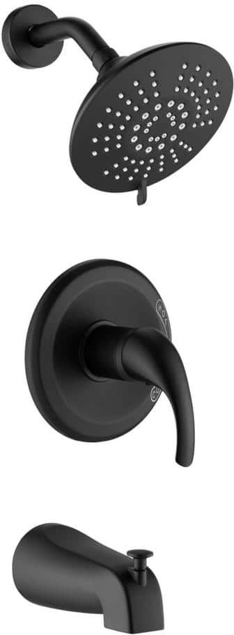 Aurora Decor ACAD Bathroom Single-Handle 5-Spray Round High Pressure Shower Faucet With tub faucet in matte black (Valve Included)