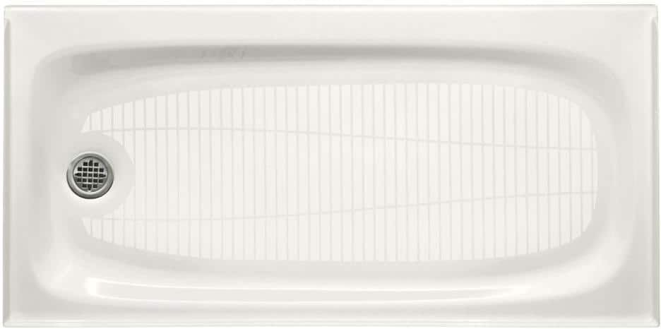 KOHLER Salient 60 in. x 30 in. Cast Iron Single Threshold Shower Base with Left-Hand Drain in White