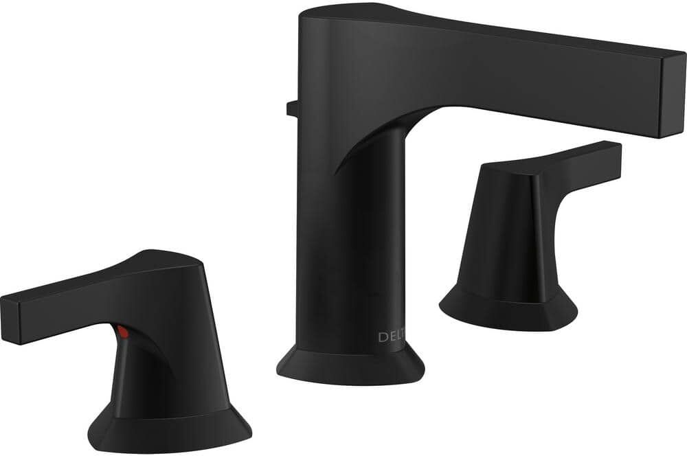 Delta Zura 8 in. Widespread 2-Handle Bathroom Faucet with Metal Drain Assembly in Matte Black