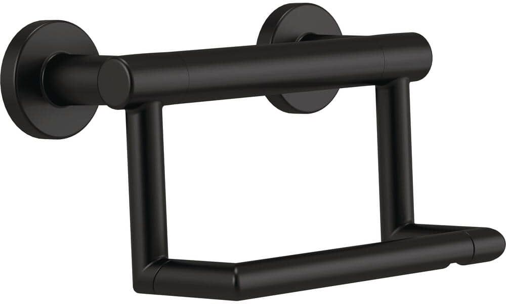 Delta 5 in. Decor Assist Contemporary Toilet Paper Holder with Assist Bar in Matte Black