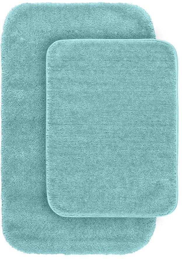 Garland Rug Traditional Sea Foam 21 in. x 34 in. Washable Bathroom 2 -Piece Rug Set