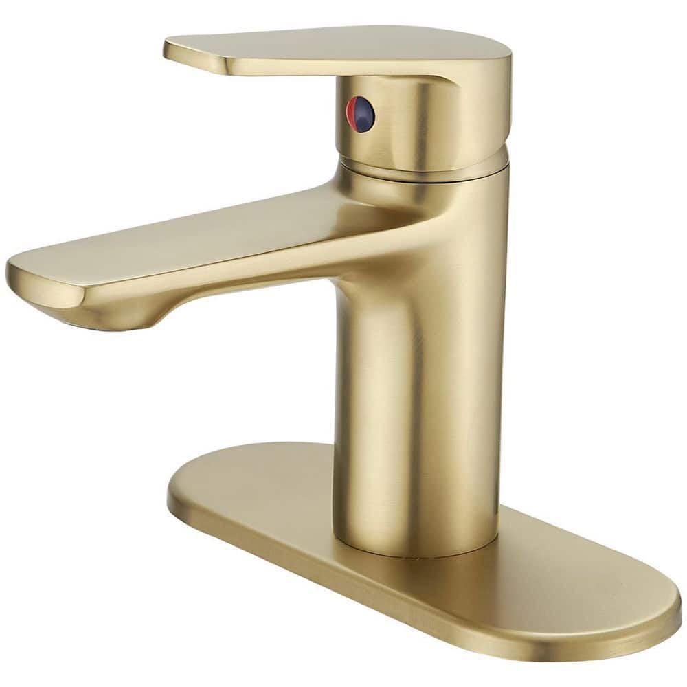 BWE Single Handle Single Hole Low-Arc Bathroom Faucet Bathroom Drip-Free Vanity Sink Faucet Modern in Brushed Gold