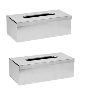 Alpine Industries 10 in. W x 5 in. H Counter-Top Facial Tissue Box Cover Holder in Stainless Steel (2-Pack), Silver