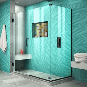 DreamLine Unidoor Plus 54 in. W x 30-3/8 in. D x 72 in. H Frameless Hinged Shower Enclosure in Matte Black