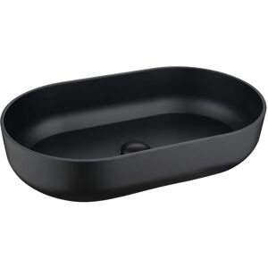 HBEZON Proteus 24 in . Oval Bathroom Vessel Sink in Black Acrylic