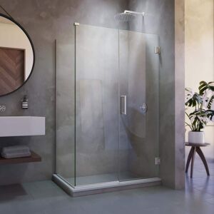 DreamLine Unidoor Plus 45.5 in. W x 30-3/8 in. D x 72 in. H Frameless Hinged Shower Enclosure in Brushed Nickel