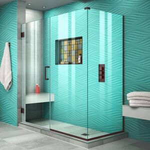 DreamLine Unidoor Plus 60 in. W x 30-3/8 in. D x 72 in. H Frameless Hinged Shower Enclosure in Oil Rubbed Bronze