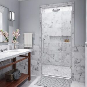 Aston Kinkade 22.75 - 23.25 in. W x 72 in. H Frameless Hinged Shower Door with StarCast Clear Glass in Polished Chrome