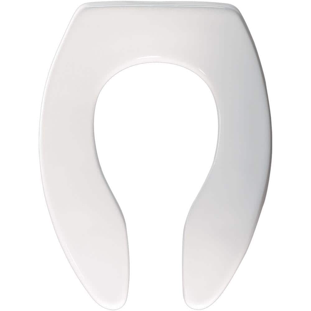 Church Self Sustaining Elongated Commercial Plastic Open Front Toilet Seat in White Never Loosens