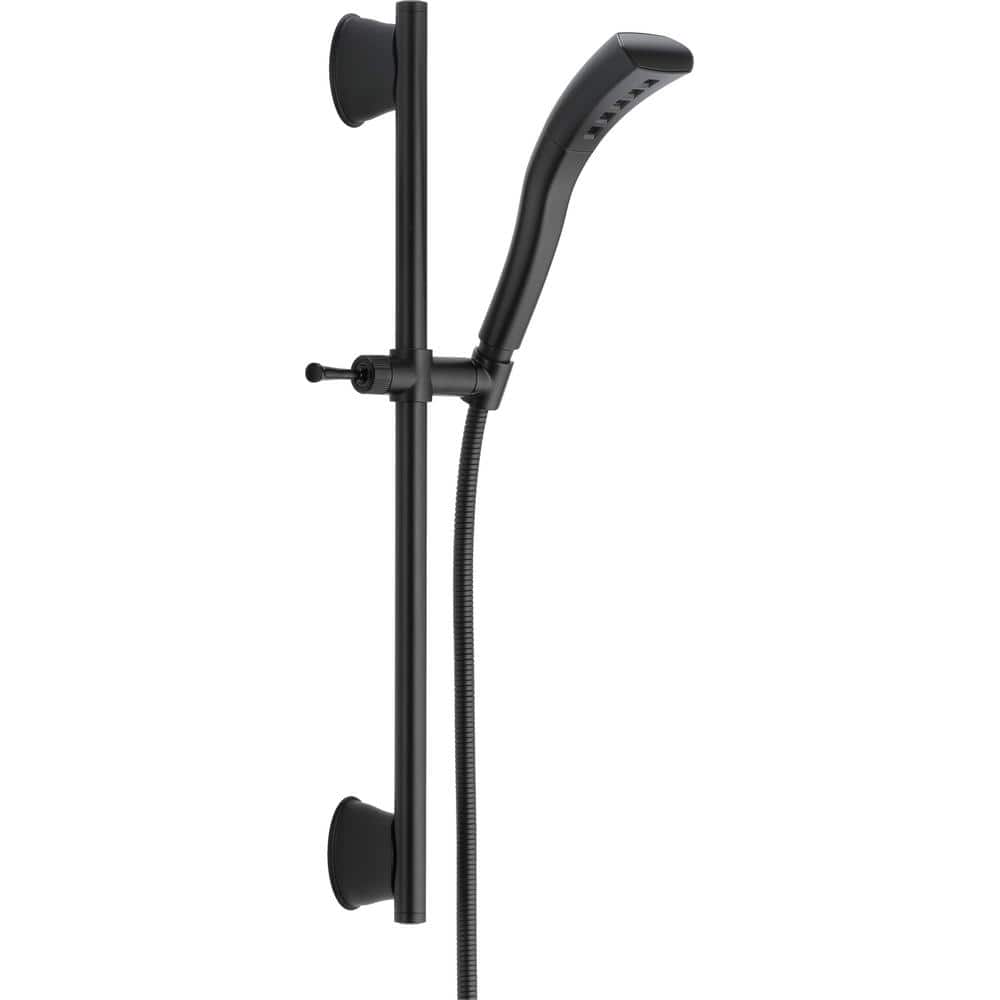 Delta 1-Spray Patterns 1.75 GPM 2.3 in. Wall Mount Handheld Shower Head with Slide Bar and H2Okinetic in Matte Black