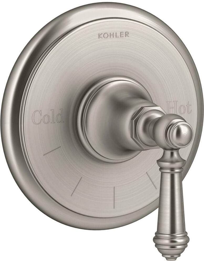 KOHLER Artifacts Lever 1-Handle Thermostatic Valve Trim Kit in Vibrant Brushed Nickel (Valve Not Included)