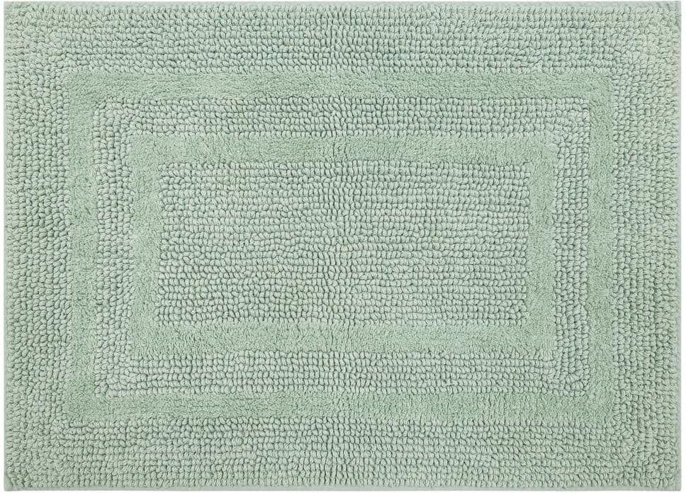 Mohawk Home Cotton Reversible Seaglass 21 in. x 34 in. Green Cotton Machine Washable Bath Mat