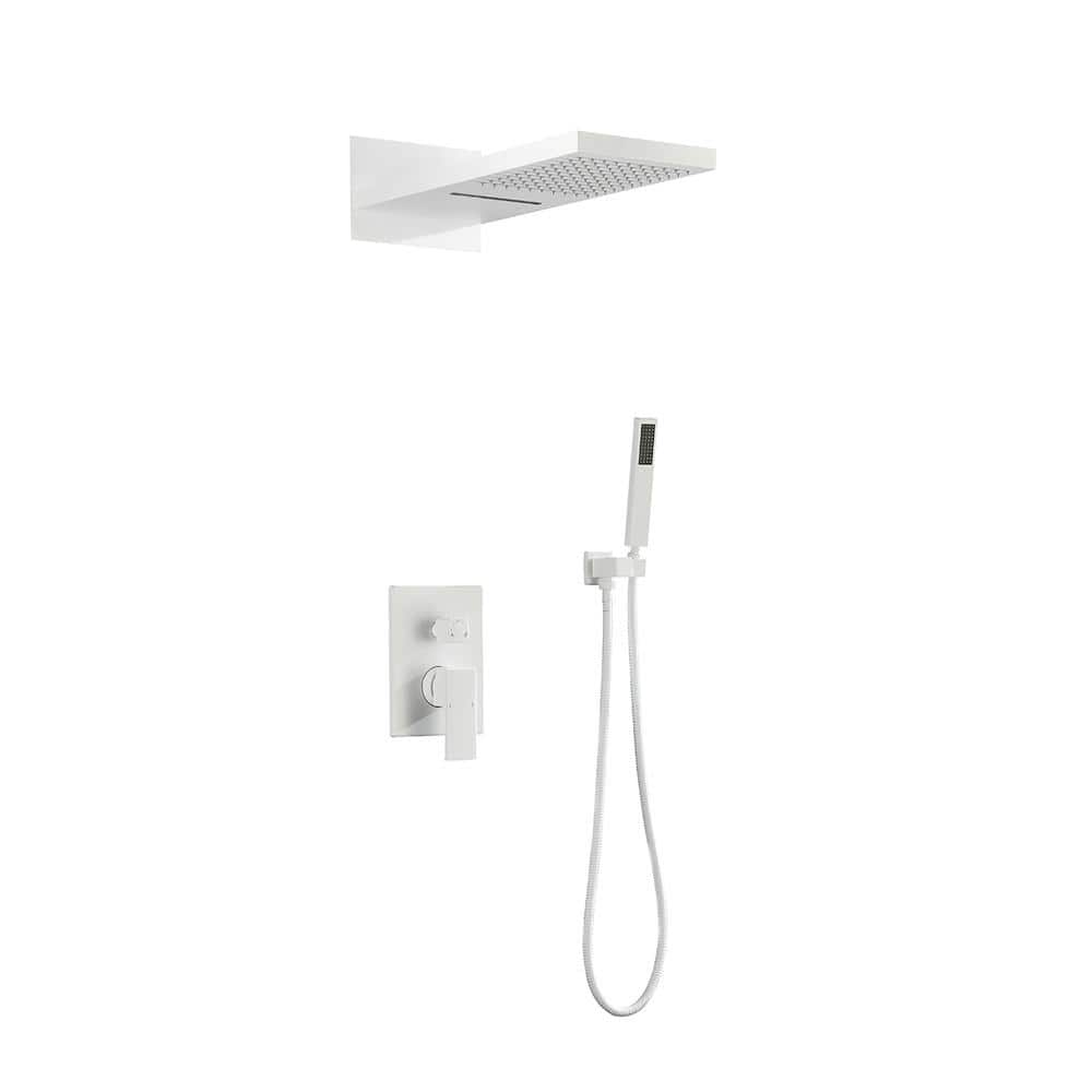 Lukvuzo 2 Flow rate Wall Mounted Waterfall Rain Shower System, White