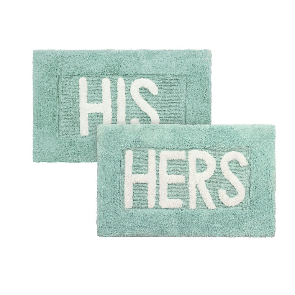 Jean Pierre Cotton HIS and HERS Aqua Bath Rug Set (2-Piece)