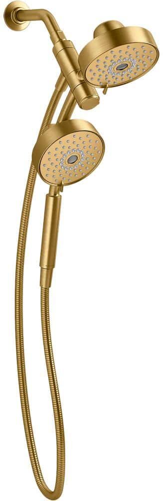 KOHLER Purist 3-Spray Patterns with 2.5 GPM 6 in. Wall Mount Dual Shower Heads in Vibrant Brushed Moderne Brass