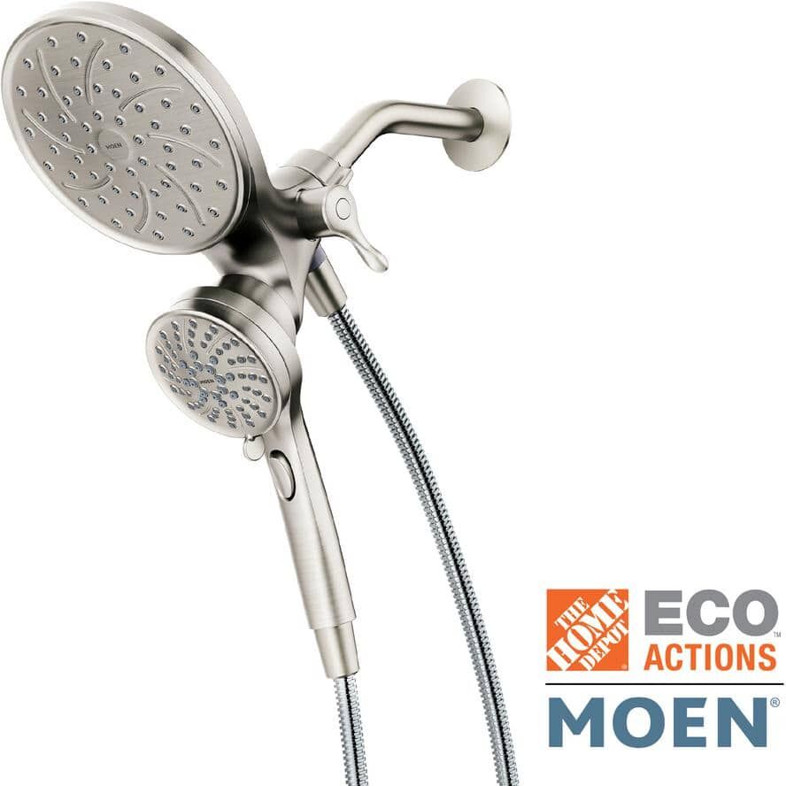 MOEN Attract with Magnetix 6-Spray 6.75 in. Dual Wall Mount Fixed and Handheld Shower Head in Spot Resist Brushed Nickel