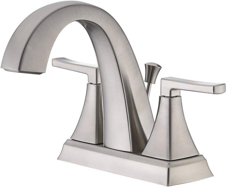 Ultra Faucets Lotto 4 in. Centerset 2-Handle Bathroom Faucet with Drain Assembly, Rust Resist in Brushed Nickel