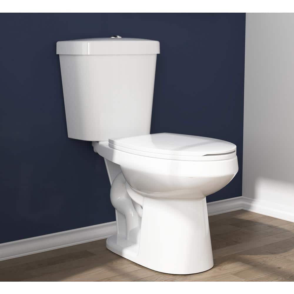 DEERVALLEY 2-Piece 1.1/1.6 GPF Dual flush Elongated ADA Comfort Height Toilet in White Map Flush 1000g, Quiet-Close Seat Included