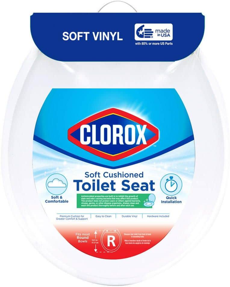 Clorox Round Closed Front Soft Vinyl Toilet Seat in White with Easy-Off Hinges