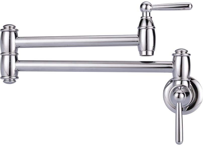 IVIGA Retro Wall Mounted Brass Pot Filler with 2 Handles in Chrome