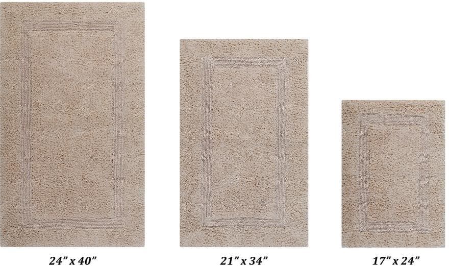 Better Trends Lux Collection Sand 17 in. x 24 in., 21 in. x 34 in., 24 in. x 40 in. 100% Cotton 3-Piece Bath Rug Set