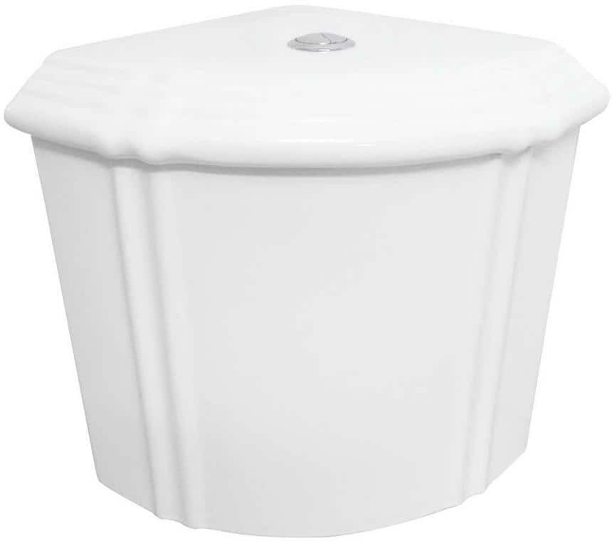 RENOVATORS SUPPLY MANUFACTURING Sheffield 1.6 GPF Dual Flush Corner Toilet Tank with Gravity Fed Technology in White