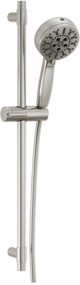 Delta 7-Spray Patterns 4.5 in. Wall Mount Handheld Shower Head 1.75 GPM with Slide Bar and Cleaning Spray in Stainless