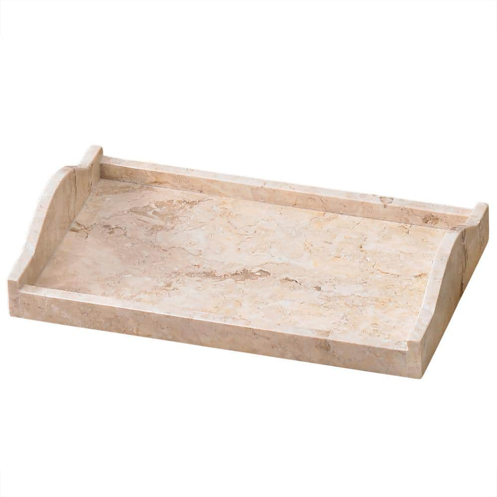 Creative Labs Natural Champagne Marble Arch 7.4 in. x 12.6 in. x 2.6 in. Tray Vanity Towel Tray Bathroom Accessory Organizer in Beige