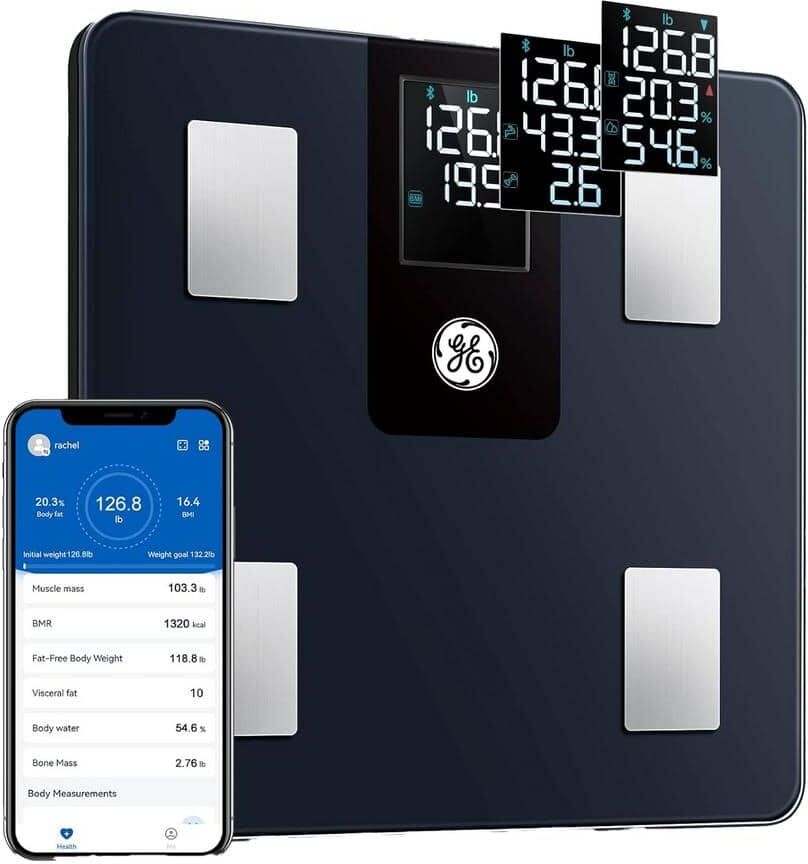 Aoibox Digital Bathroom Scale with Bluetooth in Black