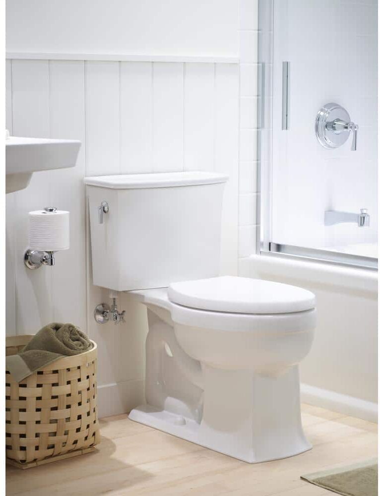 KOHLER Reveal Quiet-Close Elongated Closed Front Toilet Seat with Grip-Tight Bumpers in White