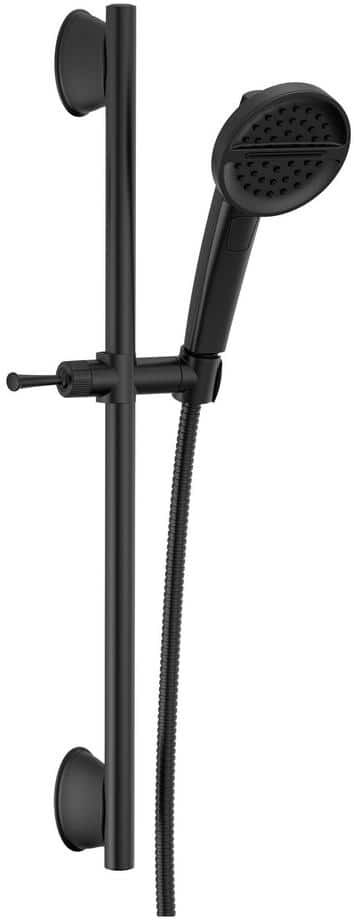 Delta 3-Spray Patterns 1.75 GPM 2.81 in. Wall Mount Handheld Shower Head with Slide Bar in Matte Black