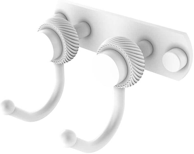 Allied Mercury Collection 2 Position Multi Screw-In Robe Hook with Twisted Accent in Matte White