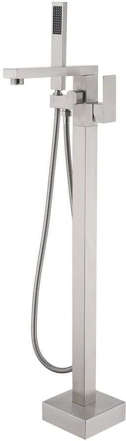 WELLFOR Single-Handle Freestanding Tub Faucet with Hand Shower in Brushed Nickel