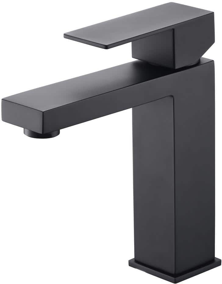 SUMERAIN Contemporary Single Handle Single Hole Bathroom Faucet with Supply Hose in Matte Black(1 Size)