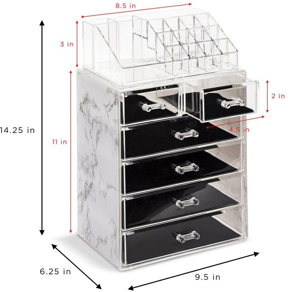 Sorbus Marble Clear Makeup Organizer